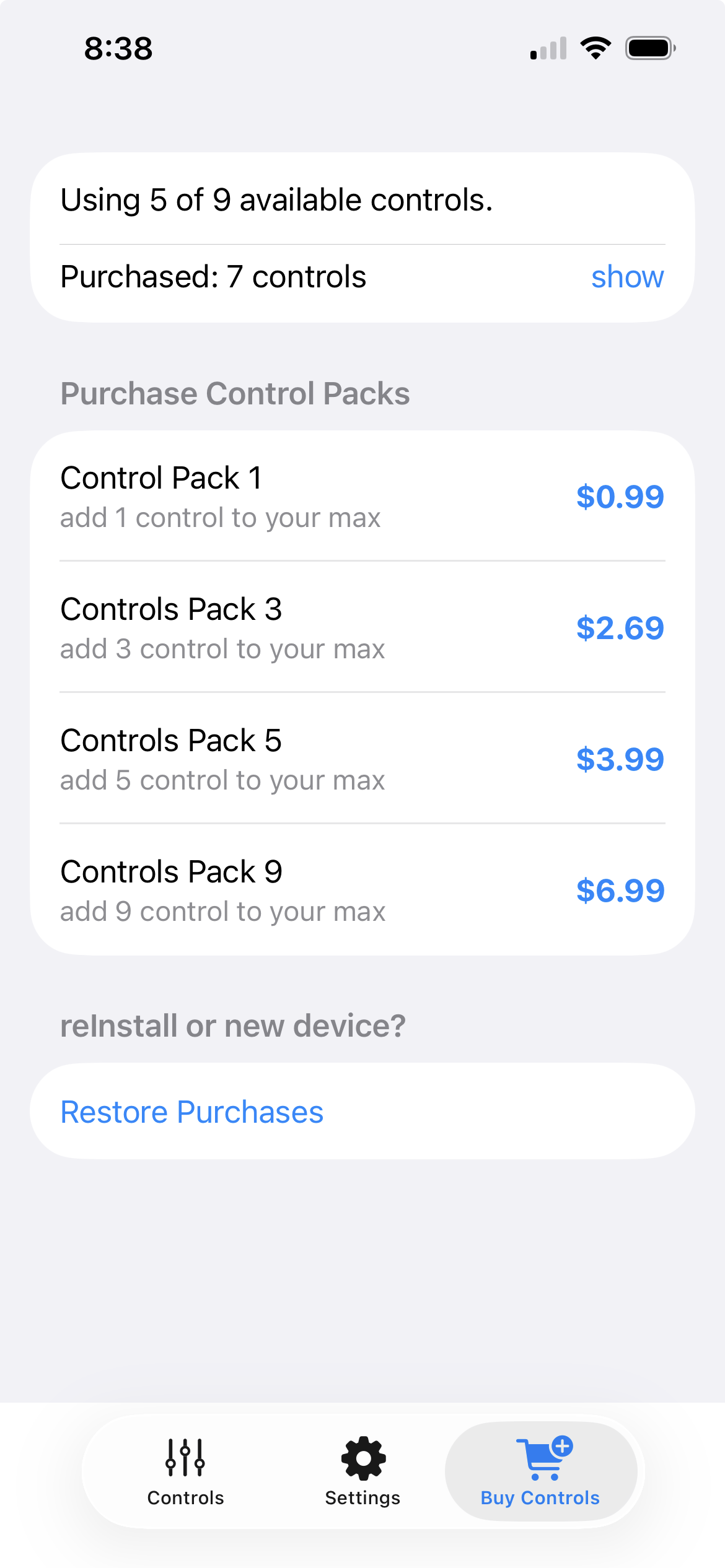 Purchase Screen