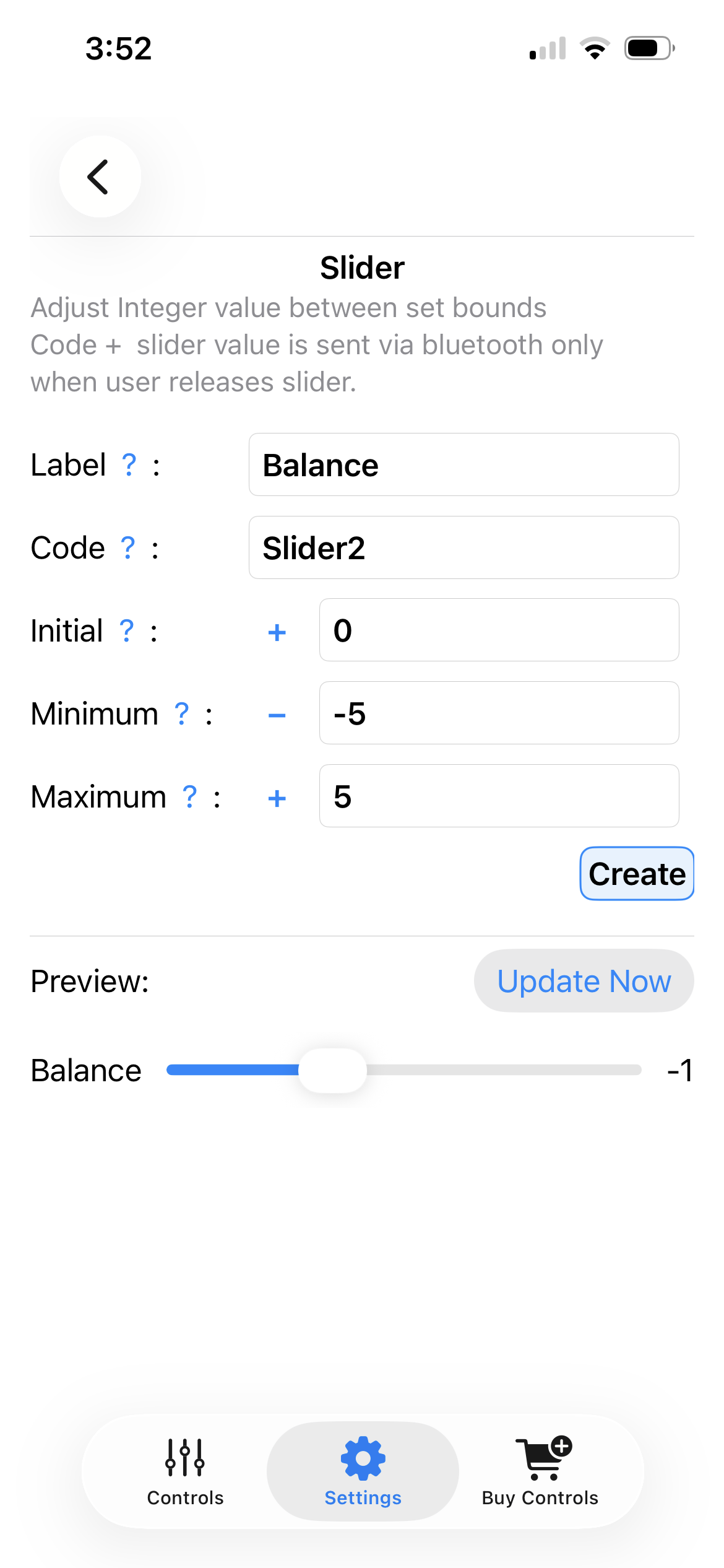 Edit Parameters Slider